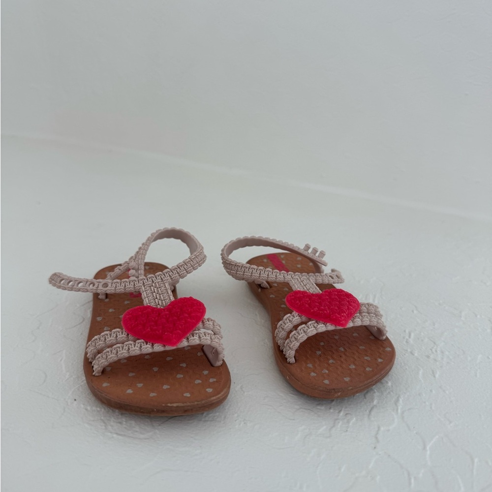 Ipanema Pink and Brown Flip Flops with Heart Accent
